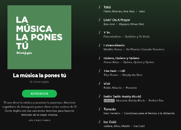Lista de Spotify de El Corte Inglés