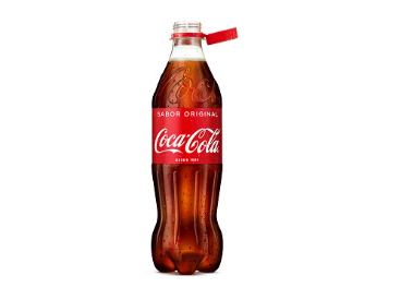 Tapón adherido a botella de Coca-Cola