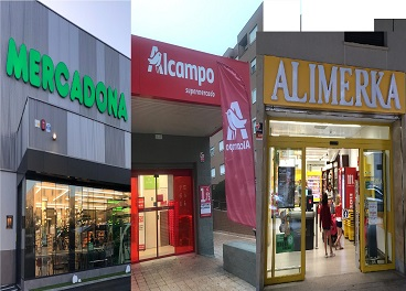 Tiendas de Mercadona, Alcampo y Alimerka