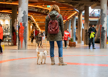 Clienta con mascota en centro comercial de Merlin