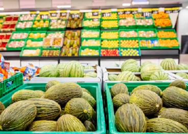 Melón en sección de frutería de Mercadona