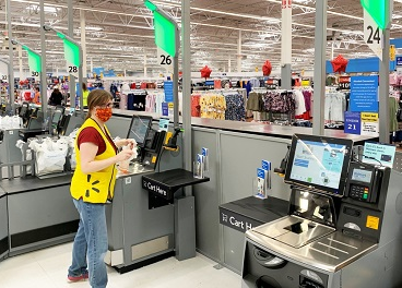 Línea de cajas de autopago de Walmart