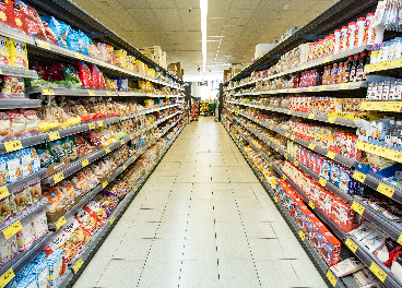 Pasillo de un supermercado de Hiperber