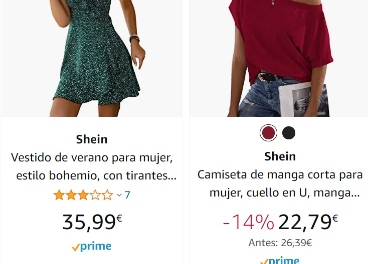 Prendas de Shein en Amazon