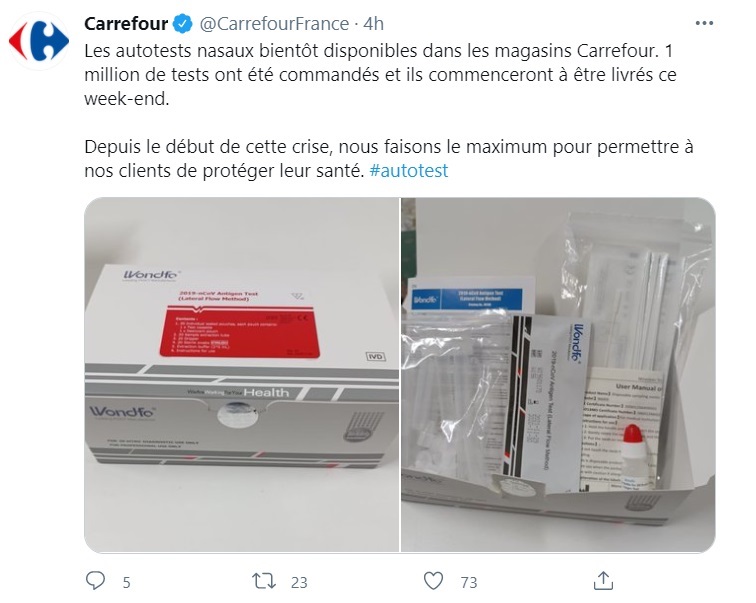 Carrefour venderá test rápidos de covid-19. Revista infoRETAIL.